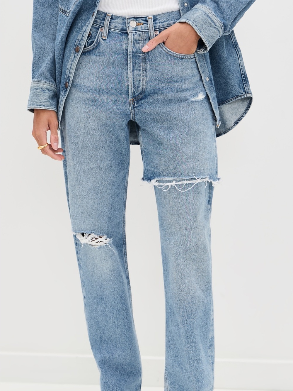 AGOLDE “AMRYN” HIGH RISE DISTRESSED JEANS, SZ 27 NWT!